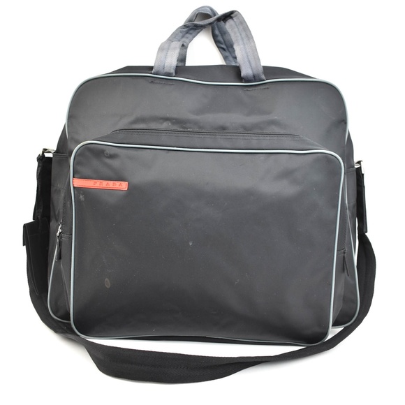 PRADA Black Vela Nylon & Logo Large Travel Bag nv - Picture 1 of 8